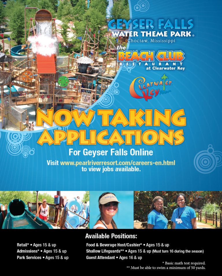 Employment Opportunities Geyser Falls Water Theme Park